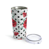 Tumbler 20oz-Rouge Red Floral-Black Polka Dots-White