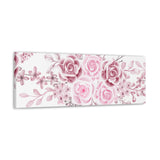 Canvas Art Panel-Floral Bash-Soft Pink-White-36"x12"