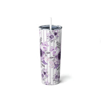 Skinny Tumbler, 20oz-Soft Purple Floral-Soft Purple Pinstripes-White