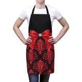Apron-Glam Red Bow-Red Lace-Black