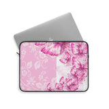 Laptop Sleeve-Pink Butterfly Duo-White