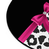 Mouse Pad-Glam Passion Pink Bow-Snow Leopard-Black