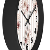 Wall clock-Neutral Browns-Floral Pinstripes