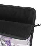 Laptop Sleeve-Soft Purple Floral-Soft Purple Horizontal Stripes-White