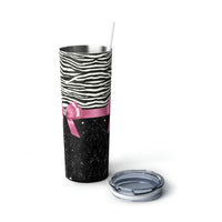 Skinny Tumbler, 20oz-Glam Pink Bow-Zebra-Black Glitter