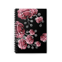 Spiral Notebook-Moody Red-Floral Bouquet-Black