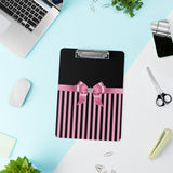 Clipboard-Glam Pink Bow-Pink Black Pinstripes-Black