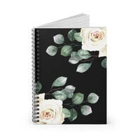 Spiral Notebook-White Rose-Black