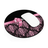 Mouse Pad-Glam Pink Bow-Pink Lace-Black