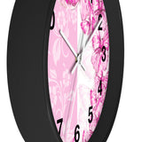 Wall Clock-Pink Butterfly Duo-White