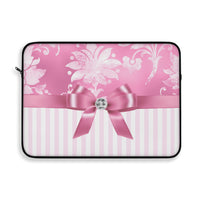 Laptop Sleeve-Glam Pink Bow-Pink White Stencil-Pink White Pinstripes