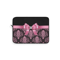 Laptop Sleeve-Glam Pink Bow-Pink Lace-Black