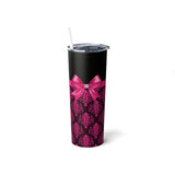 Skinny Tumbler, 20oz-Glam Passion Pink Bow-Passion Pink Lace-Black