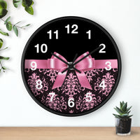 Wall Clock-Glam Pink Bow-Pink Lace-Black