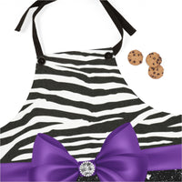 Apron-Glam Purple Bow-Zebra-Black Glitter