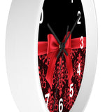 Wall Clock-Glam Red Bow-Red Lace-Black