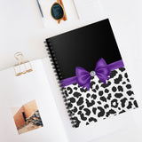 Small Spiral Notebook, 6x8in-Glam Purple Bow-Snow Leopard-Black