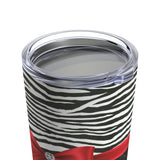 Tumbler 20oz-Glam Red Bow-Zebra-Black Glitter
