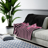 Velveteen Plush Blanket-Glam Pink Bow-Pink Black Pinstripes-Black