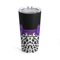 Tumbler 20oz-Glam Purple Bow-Snow Leopard-Black