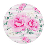 Mouse Pad-Magenta Pink Floral-Pink Horizontal Stripes-White