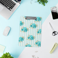 Clipboard-Aqua Blue-Floral Pinstripes