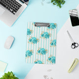 Clipboard-Aqua Blue-Floral Pinstripes