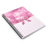 Small Spiral Notebook, 6x8in-Glam Pink Bow-Pink White Stencil-Pink White Pinstripes