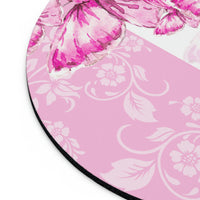 Mouse Pad-Pink Butterfly Duo-White