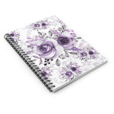 Small Spiral Notebook, 6x8in-Soft Purple-Floral Stencil-White