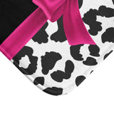 Bath Mat-Glam Passion Pink Bow-Snow Leopard-Black