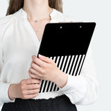 Clipboard-Glam Pink Bow-Black White Pinstripes-Black