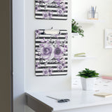 Clipboard-Soft Purple Floral-Black Horizontal Stripes-White