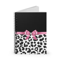 Small Spiral Notebook, 6x8in-Glam Pink Bow-Snow Leopard-Black