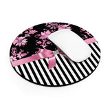 Mouse Pad-Glam Pink Bow-Pink Stencil-Black White Pinstripes