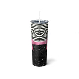 Skinny Tumbler, 20oz-Glam Pink Bow-Zebra-Black Glitter