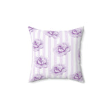 Square Pillow-Purple Lilac-Floral Pinstripes