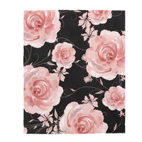 Velveteen Plush Blanket-Pink Rose-Pink Stencil-Black