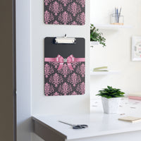 Clipboard-Glam Pink Bow-Pink Lace-Black