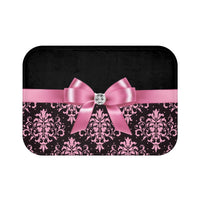Bath Mat-Glam Pink Bow-Pink Lace-Black