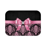 Bath Mat-Glam Pink Bow-Pink Lace-Black
