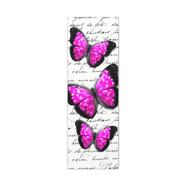 Canvas Art 12"X36"in-Magenta Butterflies-Illegible Cursive-Variant 1
