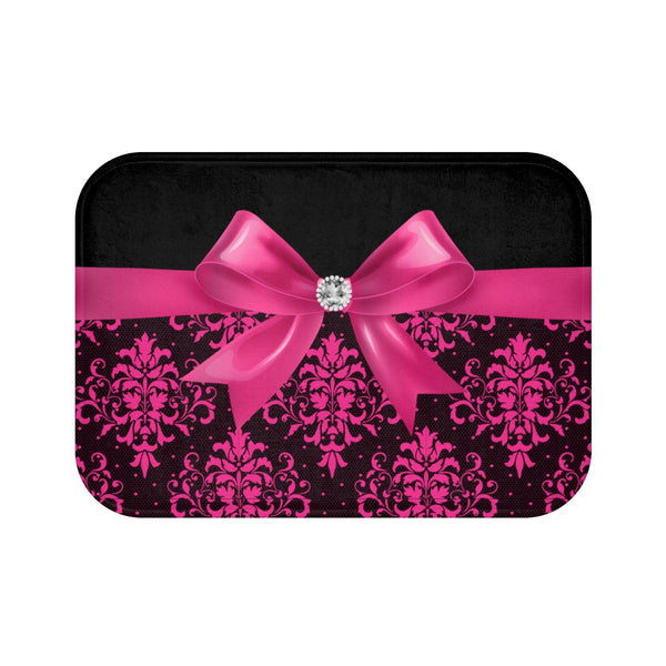 Bath Mat-Glam Passion Pink Bow-Passion Pink Lace-Black