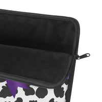 Laptop Sleeve-Glam Purple Bow-Snow Leopard-Black