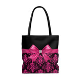 Tote Bag-Glam Passion Pink Bow-Passion Pink Lace-Black