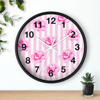 Wall clock-Magenta Pink-Floral Pinstripes