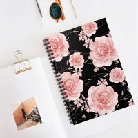 Small Spiral Notebook, 6x8in-Pink Rose-Pink Stencil-Black