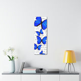 Canvas Art Panel 12"X36"in-Royal Blue Butterflies-Illegible Cursive-Variant 3