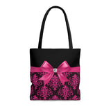 Tote Bag-Glam Passion Pink Bow-Passion Pink Lace-Black