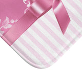 Bath Mat-Glam Pink Bow-Pink White Stencil-Pink White Pinstripes